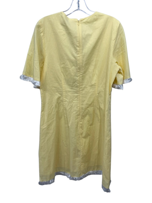 Anna Cate Size M Yellow & White Cotton Short Sleeve Applique V Neck Dress Yellow & White / M