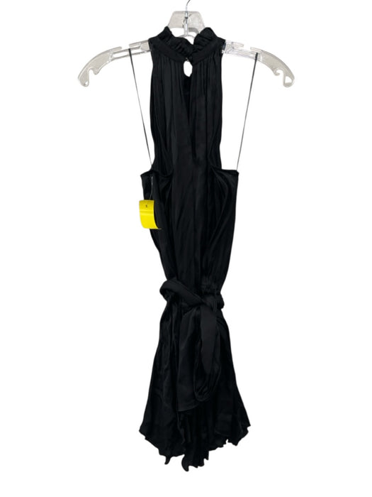 Poupette St. Barth Size M Black Viscose Satin Sleeveless Halter Neck Mini Dress Black / M