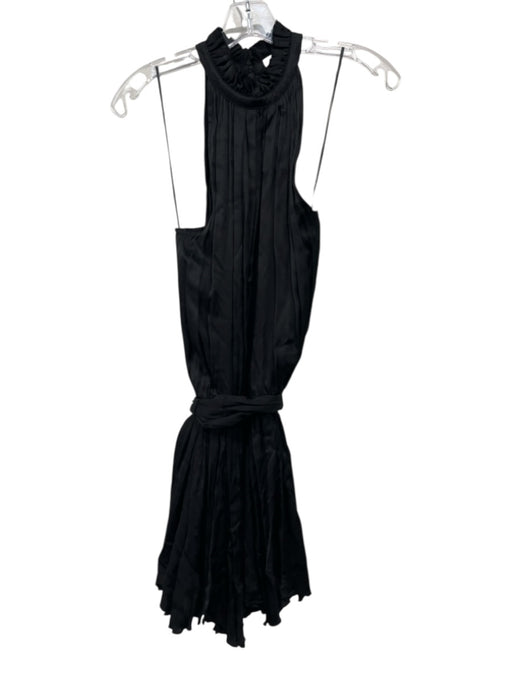 Poupette St. Barth Size M Black Viscose Satin Sleeveless Halter Neck Mini Dress Black / M