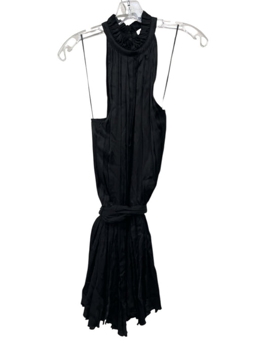 Poupette St. Barth Size M Black Viscose Satin Sleeveless Halter Neck Mini Dress Black / M