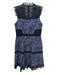 Elie Tahari Size 4 Navy Blue Print Cotton & Nylon Sleeveless Lace design Dress Navy Blue Print / 4