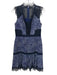 Elie Tahari Size 4 Navy Blue Print Cotton & Nylon Sleeveless Lace design Dress Navy Blue Print / 4