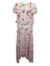Hellessy Size 12 Pink, Red, White Silk & Polyester Ruffle Cap Sleeve Midi Dress Pink, Red, White / 12