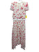 Hellessy Size 12 Pink, Red, White Silk & Polyester Ruffle Cap Sleeve Midi Dress Pink, Red, White / 12