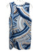 Cartolina Size XS Blue & Brown Viscose & Linen Sleeveless Abstract Print Dress Blue & Brown / XS