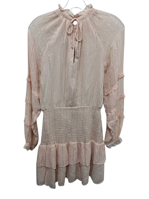 Allison Size S Light Pink & Gold Viscose & Metallic Long puff sleeve Mini Dress Light Pink & Gold / S