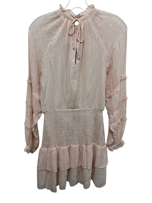 Allison Size S Light Pink & Gold Viscose & Metallic Long puff sleeve Mini Dress Light Pink & Gold / S