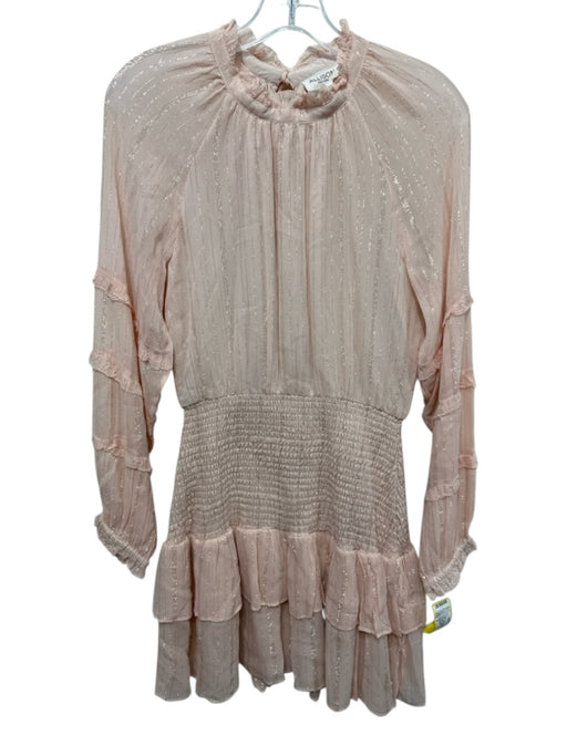 Allison Size S Light Pink & Gold Viscose & Metallic Long puff sleeve Mini Dress Light Pink & Gold / S