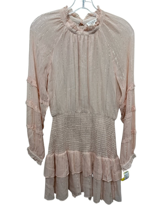 Allison Size S Light Pink & Gold Viscose & Metallic Long puff sleeve Mini Dress Light Pink & Gold / S