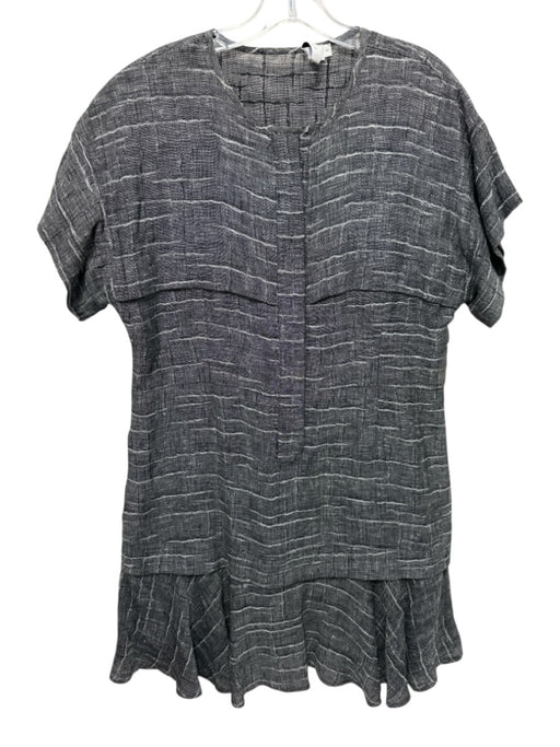 Hunter Bell Size S Black & White Linen & Nylon Short Sleeve 1/2 Button Dress Black & White / S