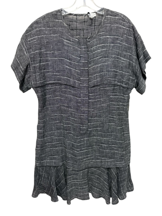Hunter Bell Size S Black & White Linen & Nylon Short Sleeve 1/2 Button Dress Black & White / S