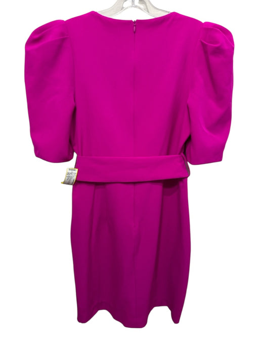 Black Halo Size 8 Magenta Pink Polyamide & Elastane Short Puff Sleeve Wrap Dress Magenta Pink / 8