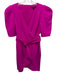Black Halo Size 8 Magenta Pink Polyamide & Elastane Short Puff Sleeve Wrap Dress Magenta Pink / 8