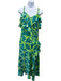 Ulla Johnson Size 4 Blue & Green Silk Sleeveless Abstract Print Ruffles Dress Blue & Green / 4