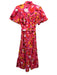 Crosby Size XS Pink, Yellow, Orange Polyester Short Puff Sleeve Midi Dress Pink, Yellow, Orange / XS