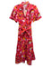 Crosby Size XS Pink, Yellow, Orange Polyester Short Puff Sleeve Midi Dress Pink, Yellow, Orange / XS
