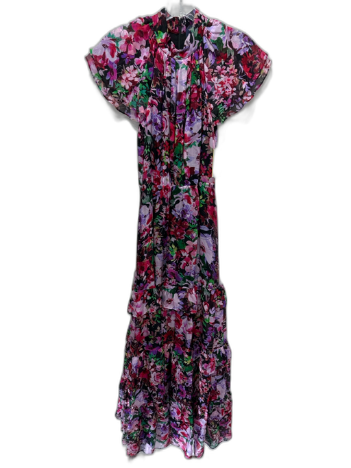 Shoshanna Midnight Size 4 Fuchsia, Green & Multi Polyester Floral Tiered Dress Fuchsia, Green & Multi / 4