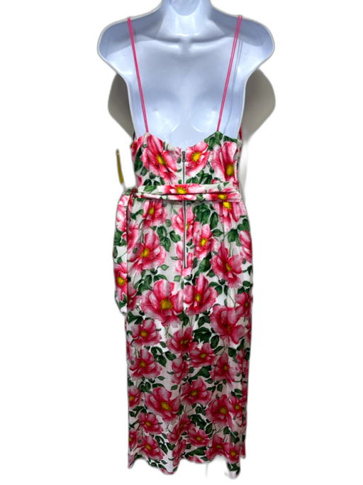 Alice + Olivia Size 8 Pink, White & Green Viscose Spaghetti Strap Cowl Dress Pink, White & Green / 8