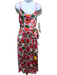 Alice + Olivia Size 8 Pink, White & Green Viscose Spaghetti Strap Cowl Dress Pink, White & Green / 8