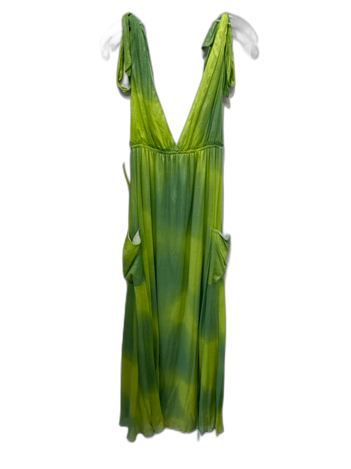 Alice + Olivia Size M Green & Yellow Silk Blend Sleeveless Ombre Double V Dress Green & Yellow / M