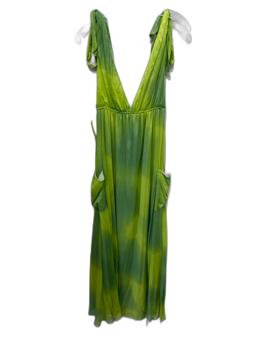 Alice + Olivia Size M Green & Yellow Silk Blend Sleeveless Ombre Double V Dress Green & Yellow / M