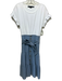 Veronica Beard Size S White & Chambray Cotton Blend Short Sleeve Dress White & Chambray / S