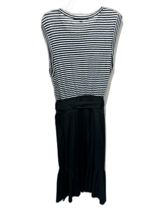 Veronica Beard Size S Black & White Cotton Blend Short Sleeve Tiered Midi Dress Black & White / S