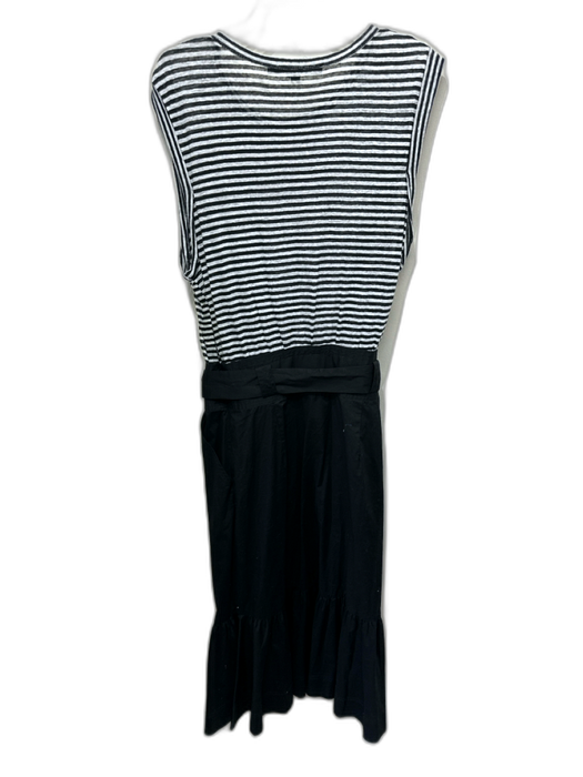 Veronica Beard Size S Black & White Cotton Blend Short Sleeve Tiered Midi Dress Black & White / S