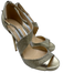 Jimmy Choo Shoe Size 37 Gold Leather Fabric Open Toe Ankle Strap Sandals Gold / 37