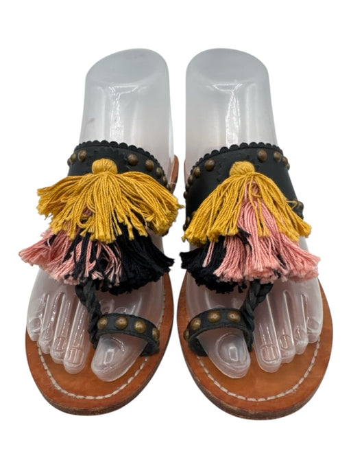 Ulla Johnson Shoe Size 37 Black, Yellow & Multi Leather Studded Thong Sandals Black, Yellow & Multi / 37