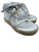 Gianvito Rossi Shoe Size 38 Light Gray Leather Strappy Raffia Thong Sandals Light Gray / 38