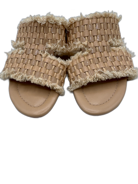Birman Shoe Size 35.5 Beige Leather Patent Leather Weave Fray Detail Sandals Beige / 35.5