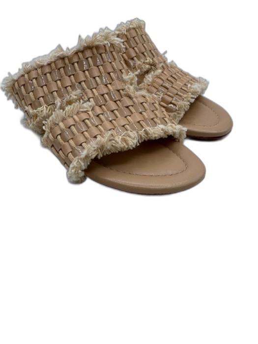 Birman Shoe Size 35.5 Beige Leather Patent Leather Weave Fray Detail Sandals Beige / 35.5