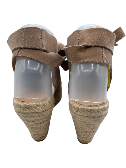 Loeffler Randall Shoe Size 7 Taupe Suede open toe Espadrille Wedge Sandals Taupe / 7