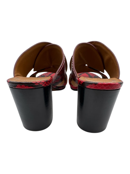 Chloe Shoe Size 36.5 Red & Black Leather Square Toe Snake Print Mule Sandals Red & Black / 36.5