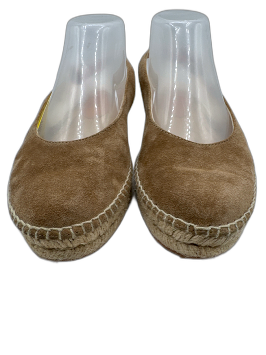 Gianvito Rossi Shoe Size 38 Taupe & Cream Suede Raffia Base Slingback Sandals Taupe & Cream / 38