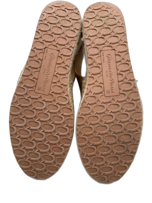Gianvito Rossi Shoe Size 38 Taupe & Cream Suede Raffia Base Slingback Sandals Taupe & Cream / 38
