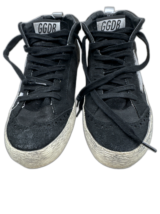Golden Goose Shoe Size 36 Black & Silver Suede Round Toe Oxford Lace Up Sneakers Black & Silver / 36