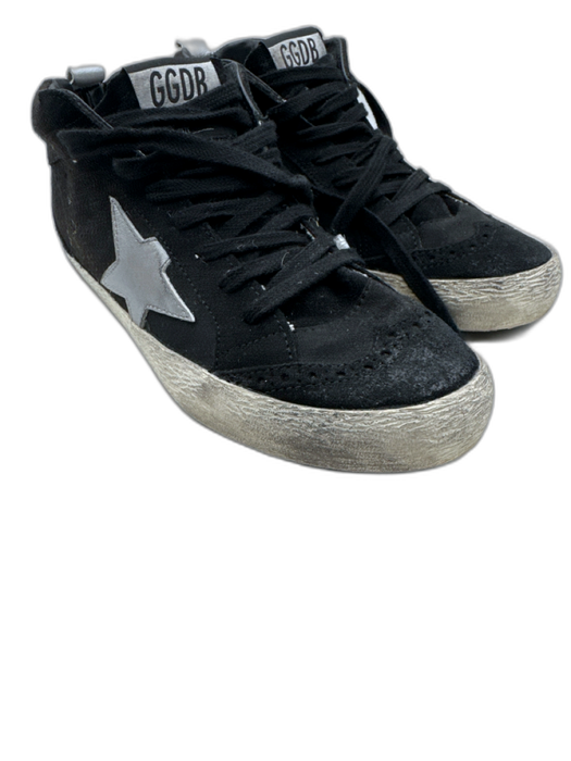 Golden Goose Shoe Size 36 Black & Silver Suede Round Toe Oxford Lace Up Sneakers Black & Silver / 36