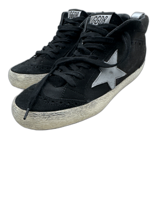 Golden Goose Shoe Size 36 Black & Silver Suede Round Toe Oxford Lace Up Sneakers Black & Silver / 36