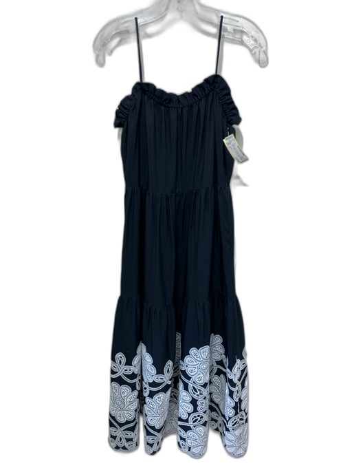 Lela Rose Size M Black & White No Fabric Tag Spaghetti Strap Ruffle Detail Dress Black & White / M