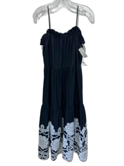 Lela Rose Size M Black & White No Fabric Tag Spaghetti Strap Ruffle Detail Dress Black & White / M