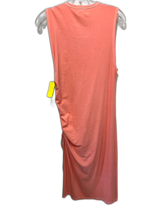 Nation Size L Light Orange Cotton Sleeveless Side Ruching Drawstring Midi Dress Light Orange / L