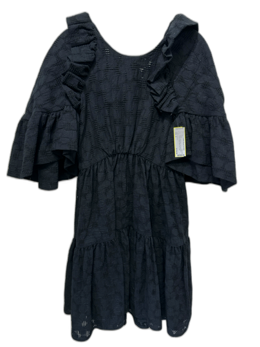 Tish Cox Size S Black Cotton Blend 1/2 Flutter Sleeve Texture Knee length Dress Black / S