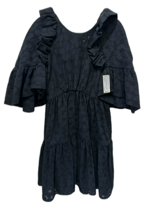 Tish Cox Size S Black Cotton Blend 1/2 Flutter Sleeve Texture Knee length Dress Black / S