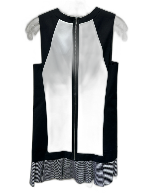 Robert Rodriguez Size 0 Black & White Cotton Blend Sleeveless Color Block Dress Black & White / 0