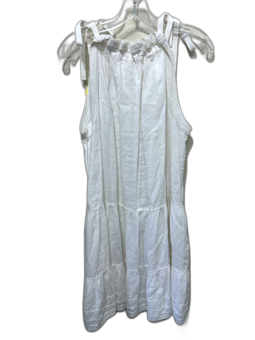 Ulla Johnson Size 4 White Linen Sleeveless Crochet Knit Trim Drop Waist Dress White / 4
