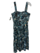 Ulla Johnson Size 8 Teal, Black & multi Cotton Sleeveless Floral Abstract Dress Teal, Black & multi / 8