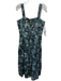 Ulla Johnson Size 8 Teal, Black & multi Cotton Sleeveless Floral Abstract Dress Teal, Black & multi / 8