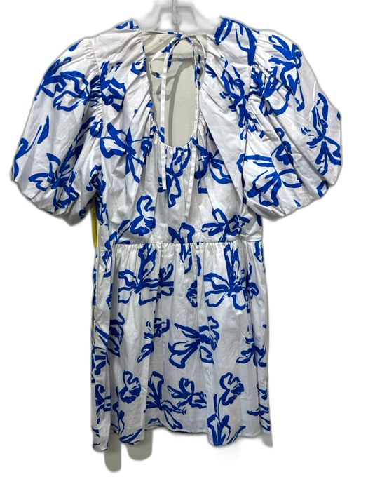 CROSBY by Mollie Burch Size M Blue & White Cotton Blend Floral Painted Dress Blue & White / M